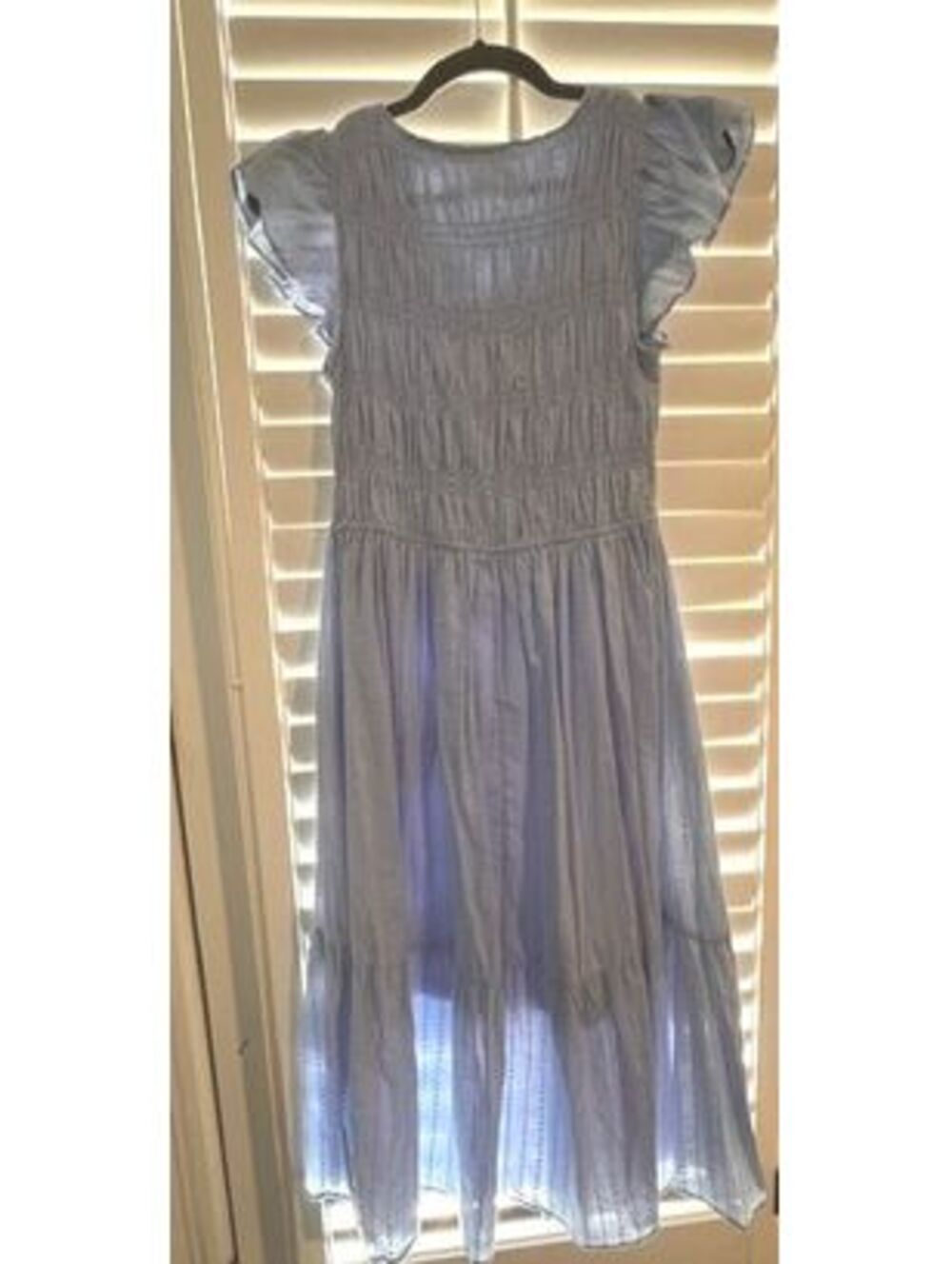 Umgee Light Blue Ruffle Sleeve Midi Dress with Front Tie Detail - Picture 2 of 4